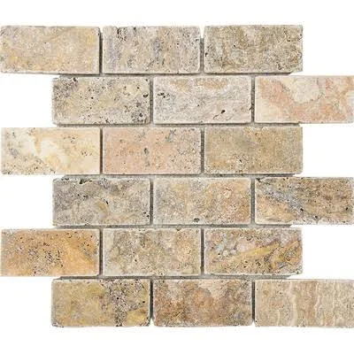 Parvatile Scabos Tumbled 2x22 x 4x22 Stone Mosaic Tile