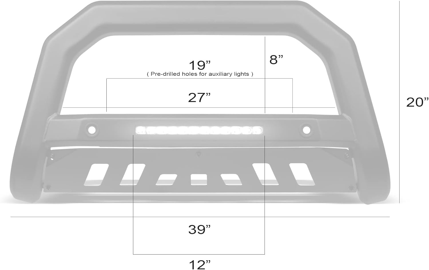 Armordillo USA 8705490 Art Series LED Bull Bar Compatible with Parking Sensor - Matte Black Fits 2019-2021 Ford Ranger