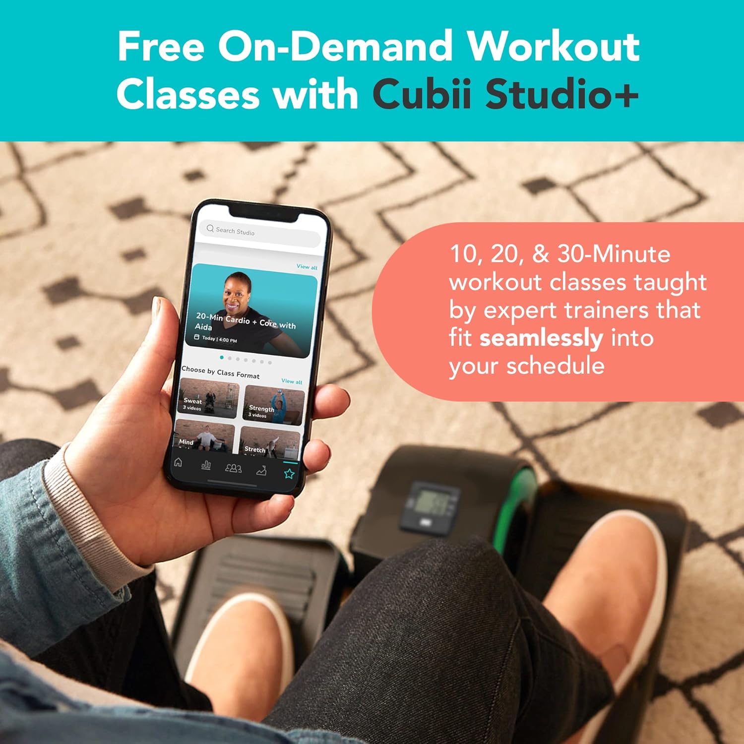 Cubii Revive - Cordless Portable Foot and Lower Leg Massager Vibration Foot Plate, Ultra-Quiet Vibration for Relaxation, Recovery, Rejuvenation with Customizable Intensity Levels