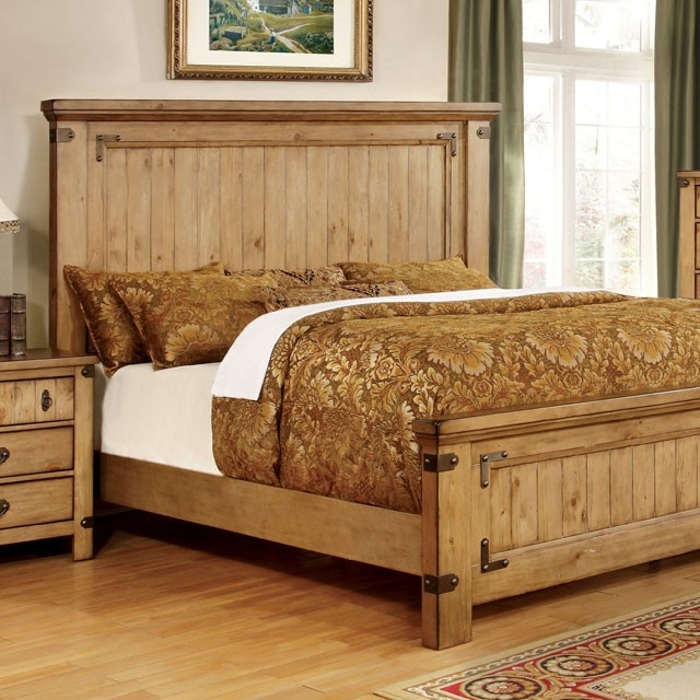 Classic Bedroom Furniture 4pc Bedroom Set Queen Size Bed Dresser Mirror Nightstand Weathered Finish