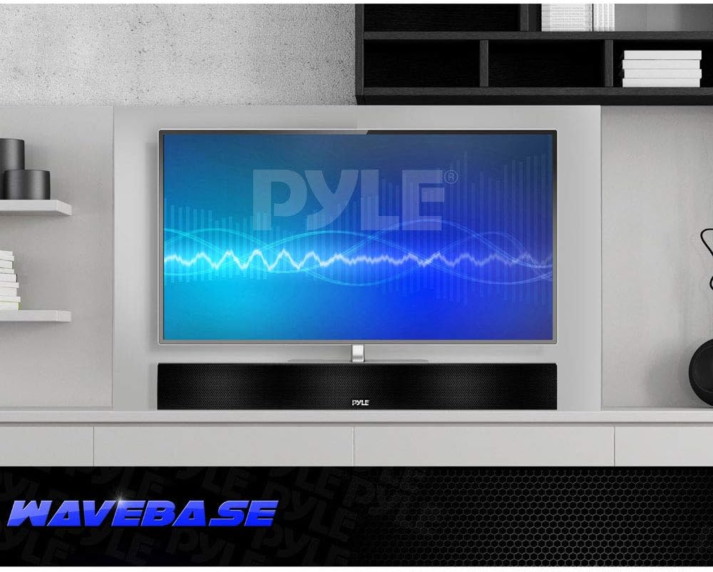 Pyle TV Soundbar Soundbase Bluetooth - Upgraded 2018 Wireless Surround Sound System for TV’s With Built-in Subwoofer, Remote Control, AUX RCA Optical Digital Inputs for TV PC - PSBV600BT