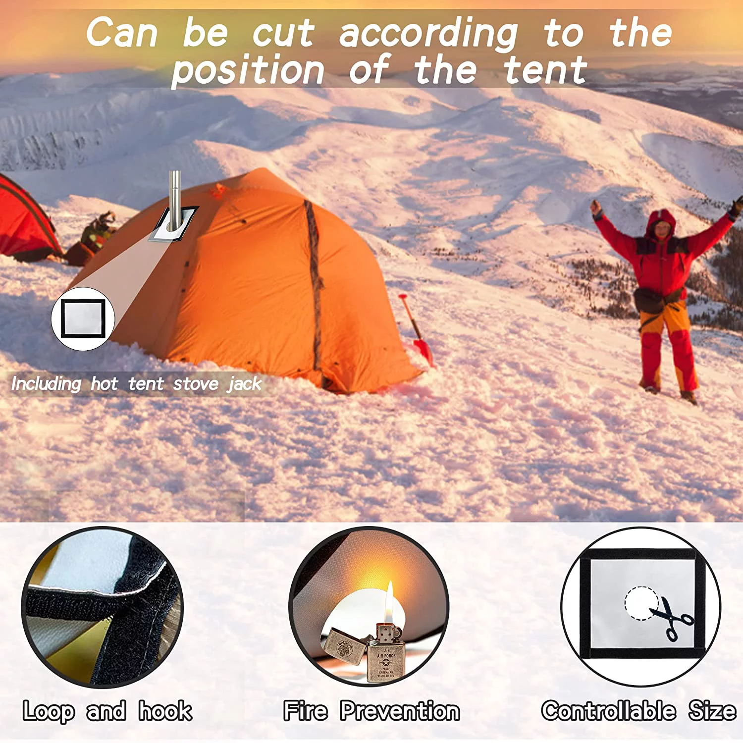 Coewske Camping Stove Portable Steel Hot Tent Stove with Pipe for Outdoor Cooking Trips, Black