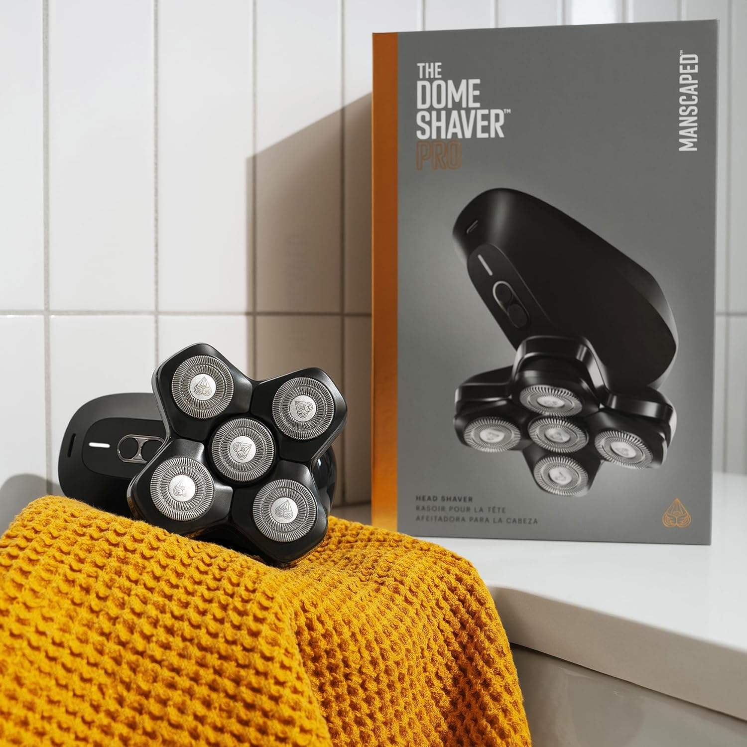 MANSCAPED® The Dome Shaver™ PRO Head Shaver for Bald Men – Five Rotary Blade Design with SkinSafe® & FlexAdjust Technology, Waterproof, USB-C & Wireless Charging Compatible with Travel Lock