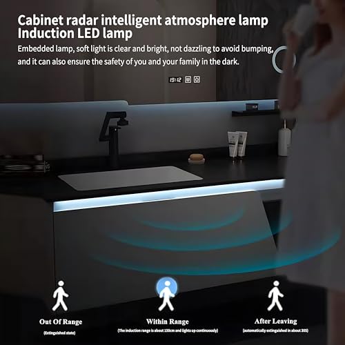 Bathroom Vanity with Sink - Modern Bathroom Sink Cabinet, Floating Vanity Set - includes Bathroom Vanity Cabinet and Led Smart Defog Mirror, with 2 Drawers (48")