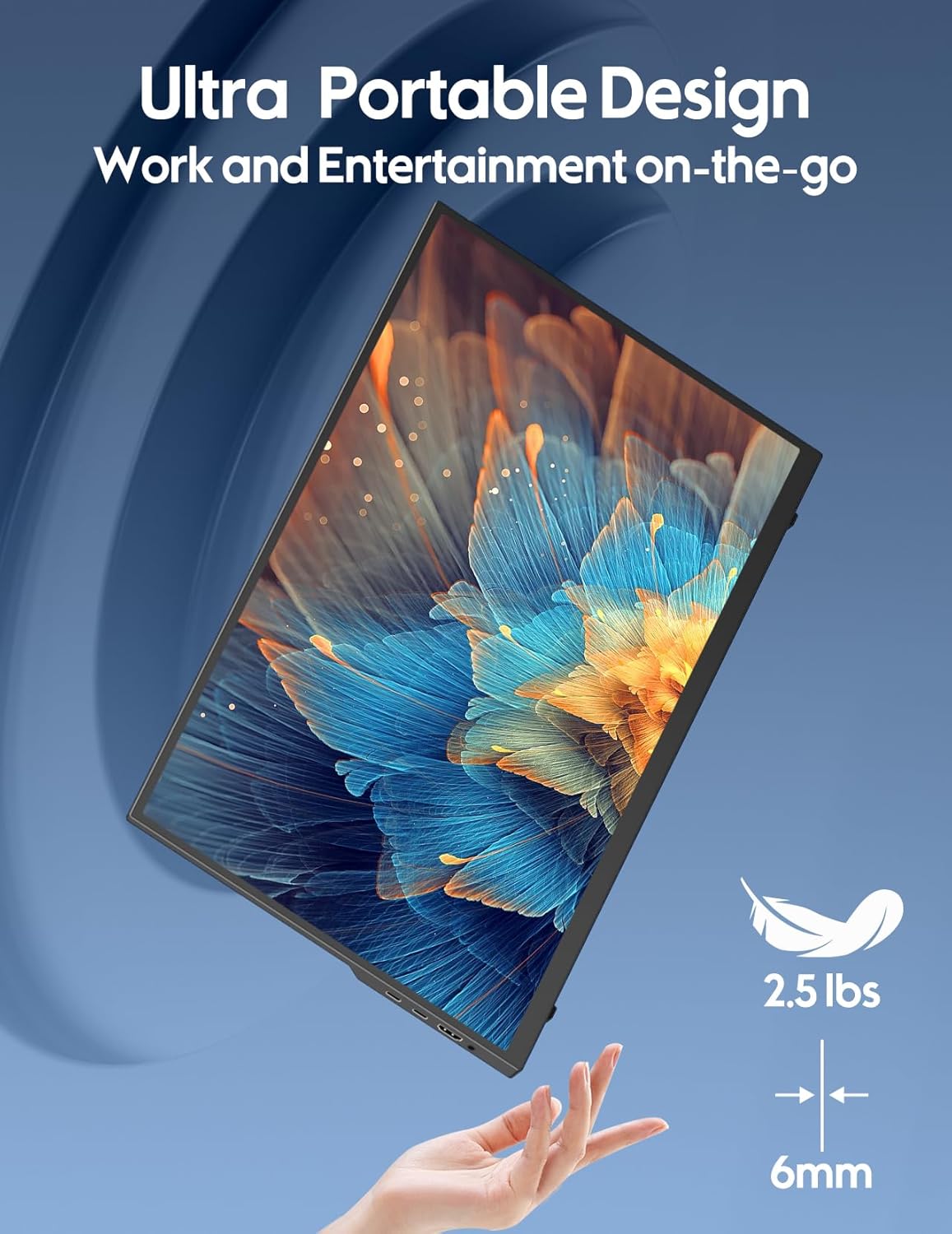 HONGO 18.5 inch 100Hz Portable Monitor 1080P, Large Portable Monitor Stand, FHD IPS Screen HDR Gaming Display, Travel Second Monitor for Mac PC Xbox PS4/5