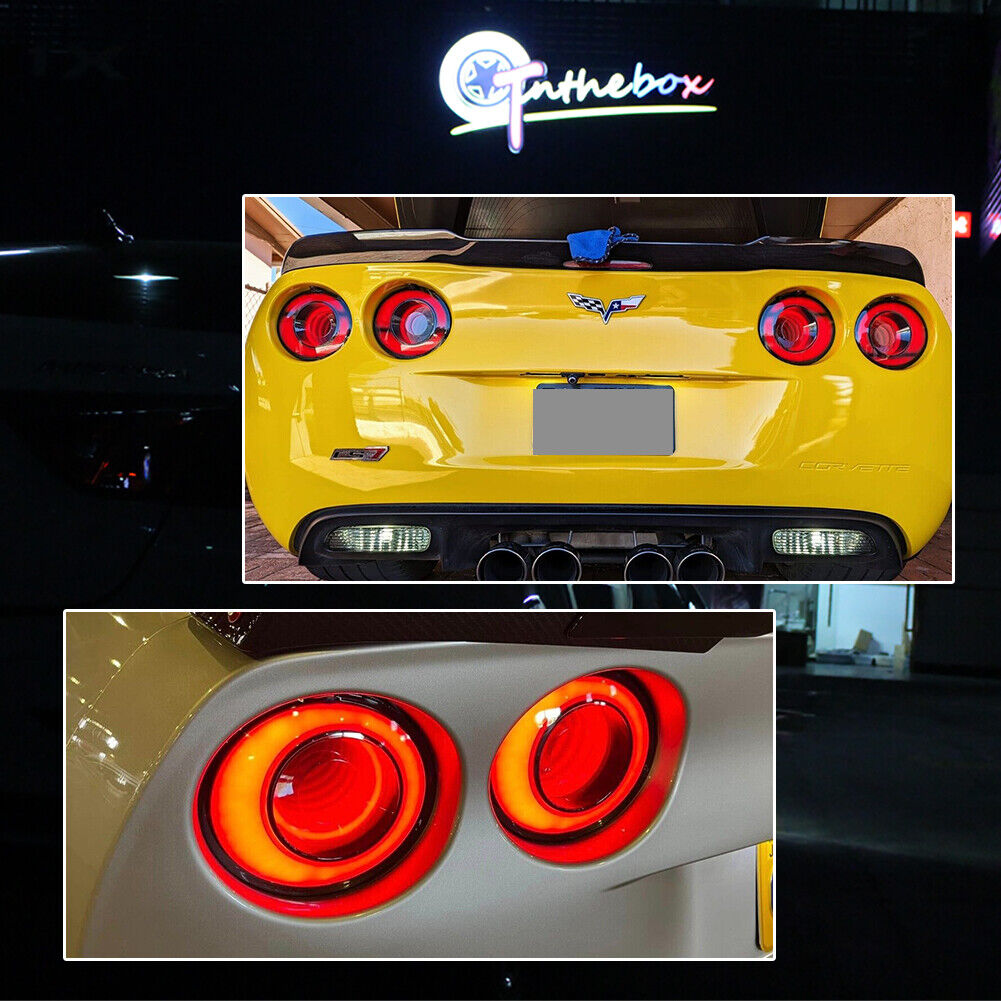 GTINTHEBOX For 2005-2013 Chevrolet Corvette C6 LED Red Halo Ring Rear Brake Tail Lights 4PC