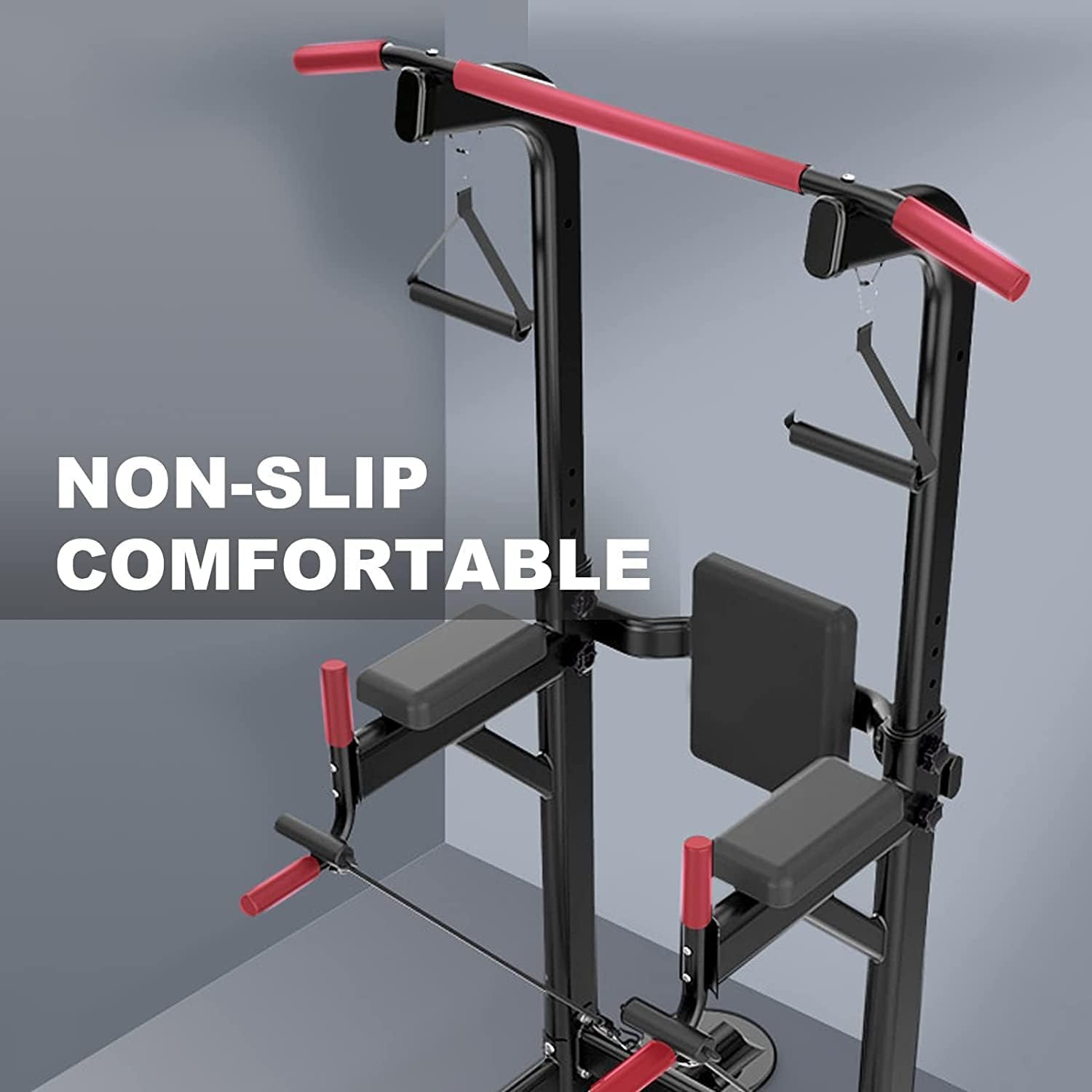 Power Tower Pull Up Bar Stand for Home Adjustable Height Dip Station Workout Equipment Multi-Function Strength Training Exercise Equipment 330LBS for Men Women Dip Bar Easy-Install Pull Up Tower Gym