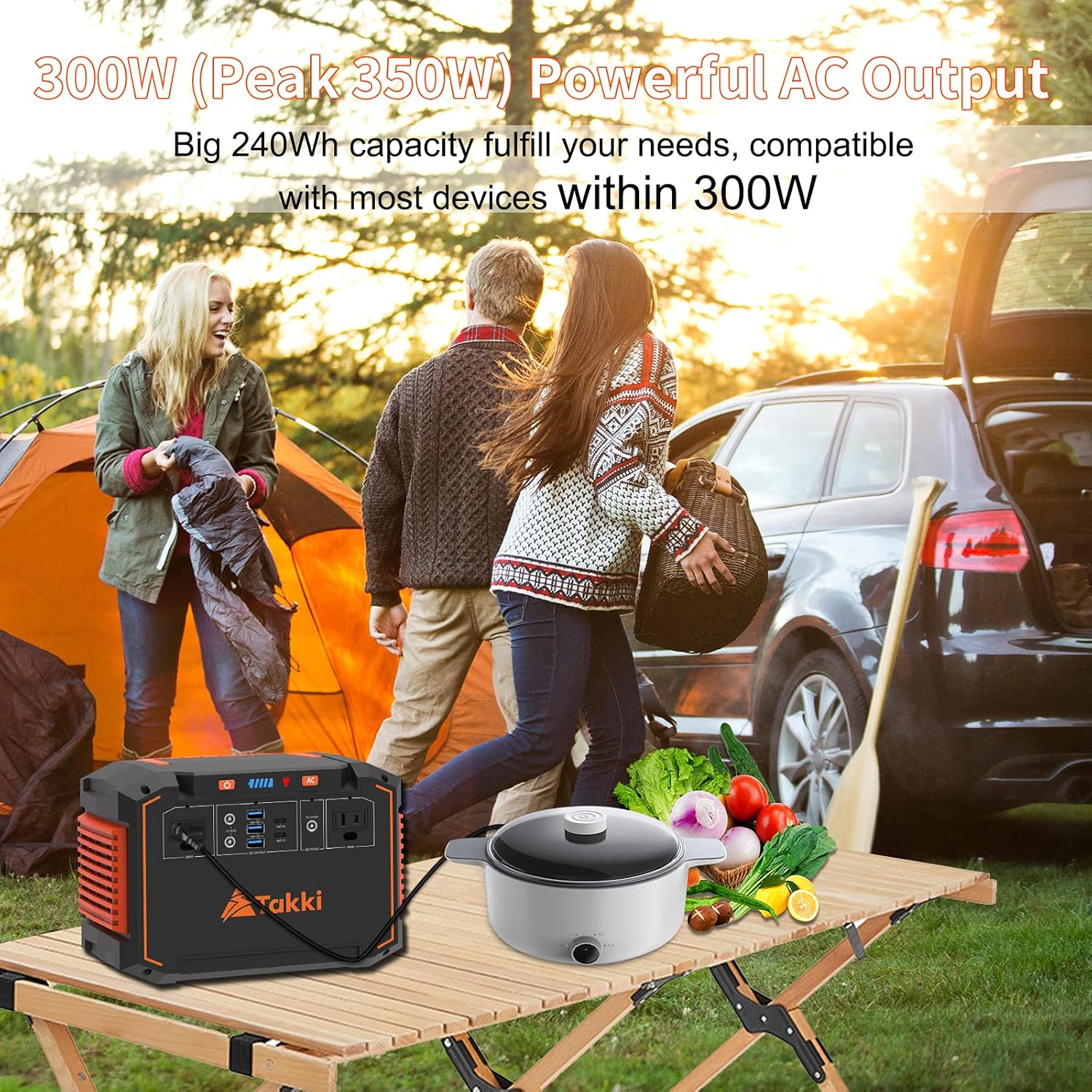 300W Portable Power Station, Camping Solar Generator 240Wh with 110V Peak 350W AC Outlet DC USB Ports Battery Backup Power Supply for Home Use, CPAP Machine, Road Trip, Emergency, Outdoor, Gifts