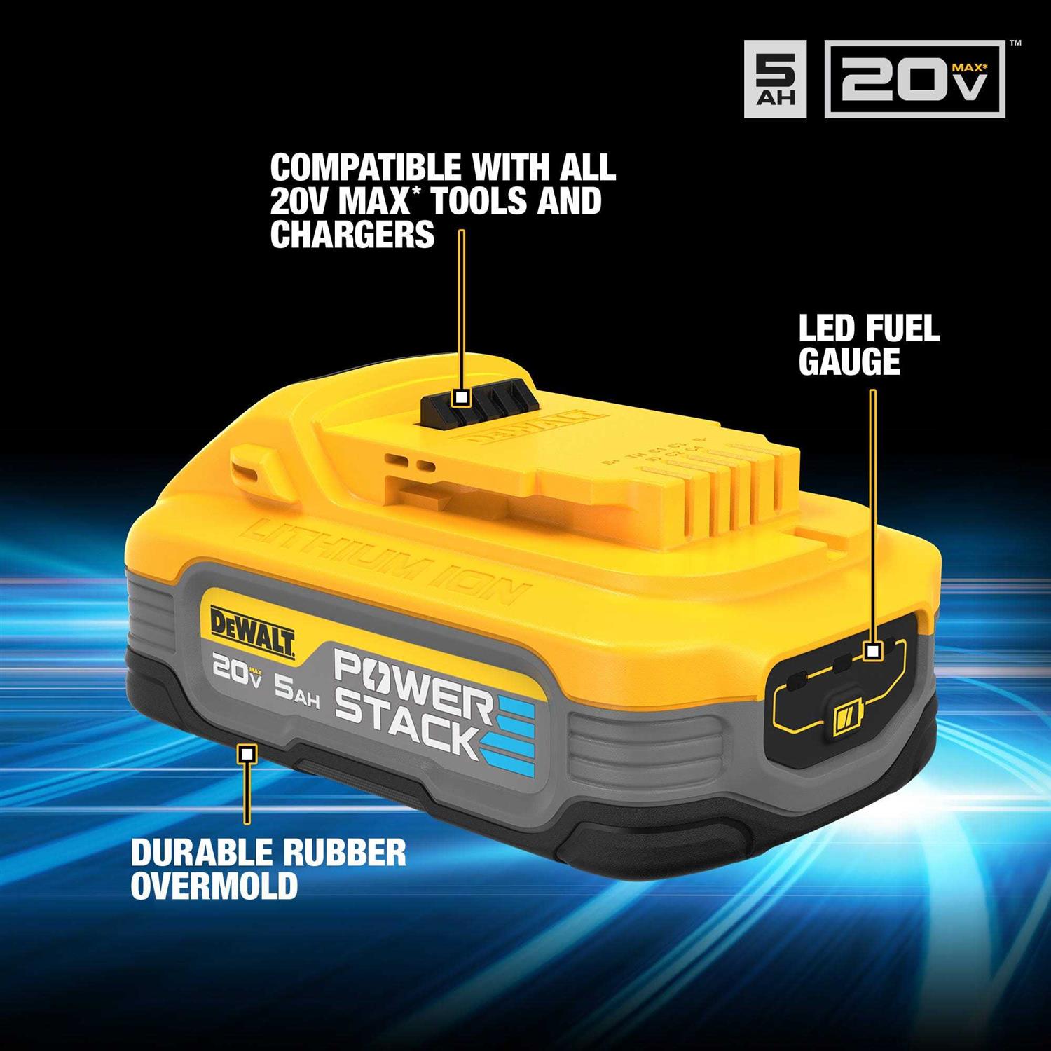 Dewalt POWERSTACK 20V MAX 5Ah Battery DCBP520 - Shop Hardware Tools Online Store