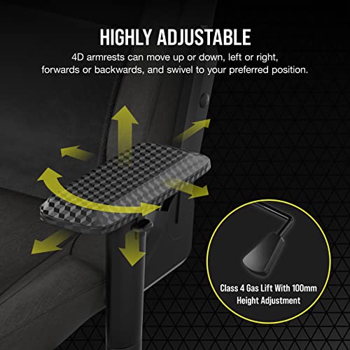 Corsair T3 Rush Fabric Gaming Chair (2023) – Racing-Inspired Design – Soft Fabric Exterior – Padded Neck Cushion – Memory Foam Lumbar Support – Adjustable Seat Height – Charcoal