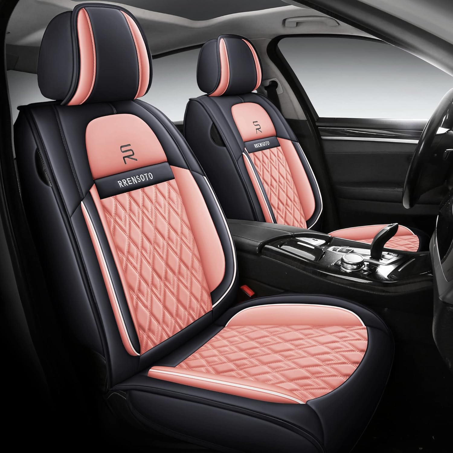 LEYJOIN Faux Leather Car Seat Covers Full Set,Leatherette Automotive Vehicle Cushion Covers for 5 Passengers, Universal Fit for Cars SUV and Trucks in Auto Interior Accessories (Black and Red)&hellip;