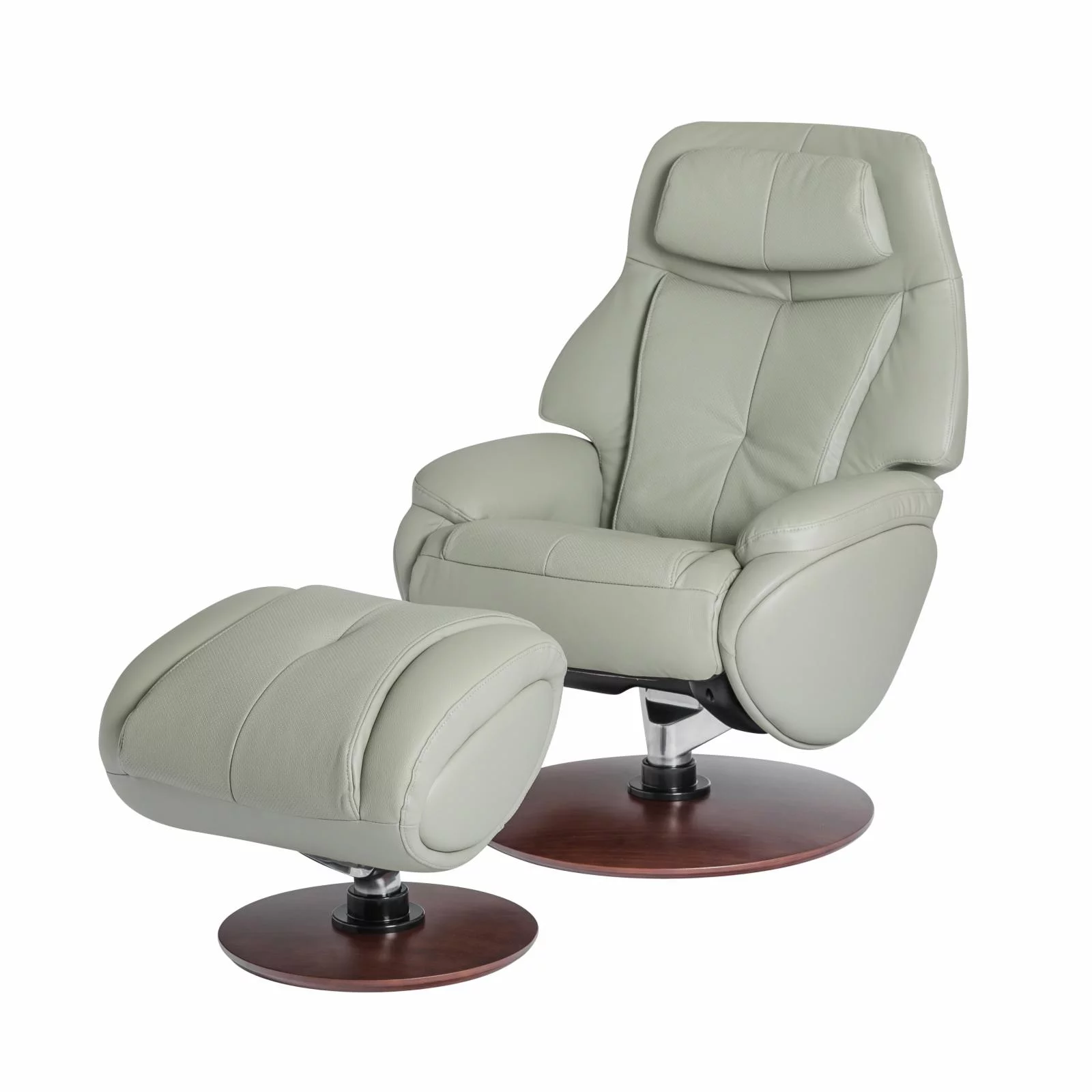 Barcalounger Marjon Leather Pedestal Recliner with Ottoman