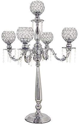VINCIGANT 5 Arms Candelabra Home Holiday Decorative Centerpiece Gold Crystal Candle Holders for Dinner Party and Formal Event Centerpiece