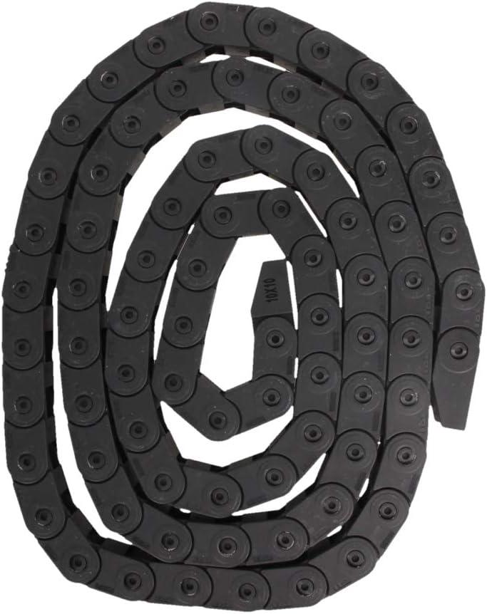 Fielect Drag Chain Cable Carrier Open Type with End Connectors R100 35X100mm 1 Meter Plastic for Electrical CNC Router Machines Black 1Pcs