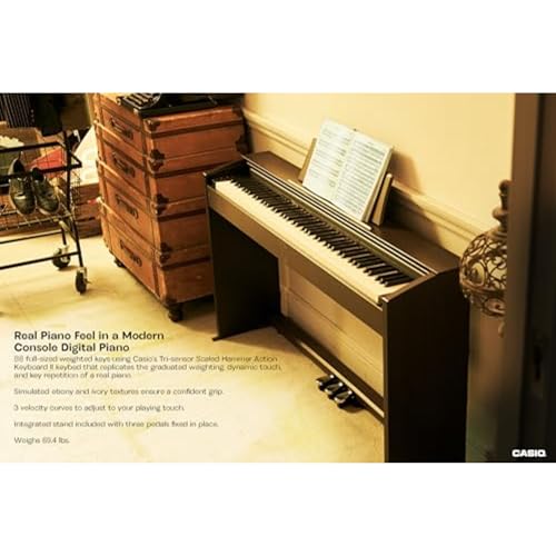 Casio Privia PX-770 – 88-Key Weighted Console Digital Piano | Tri-Sensor II Scaled Hammer Action Keys | AiR Sound Source, 19 Tones, Concert Play, 16W Stereo Speakers, USB-MIDI | Elegant Black Cabinet