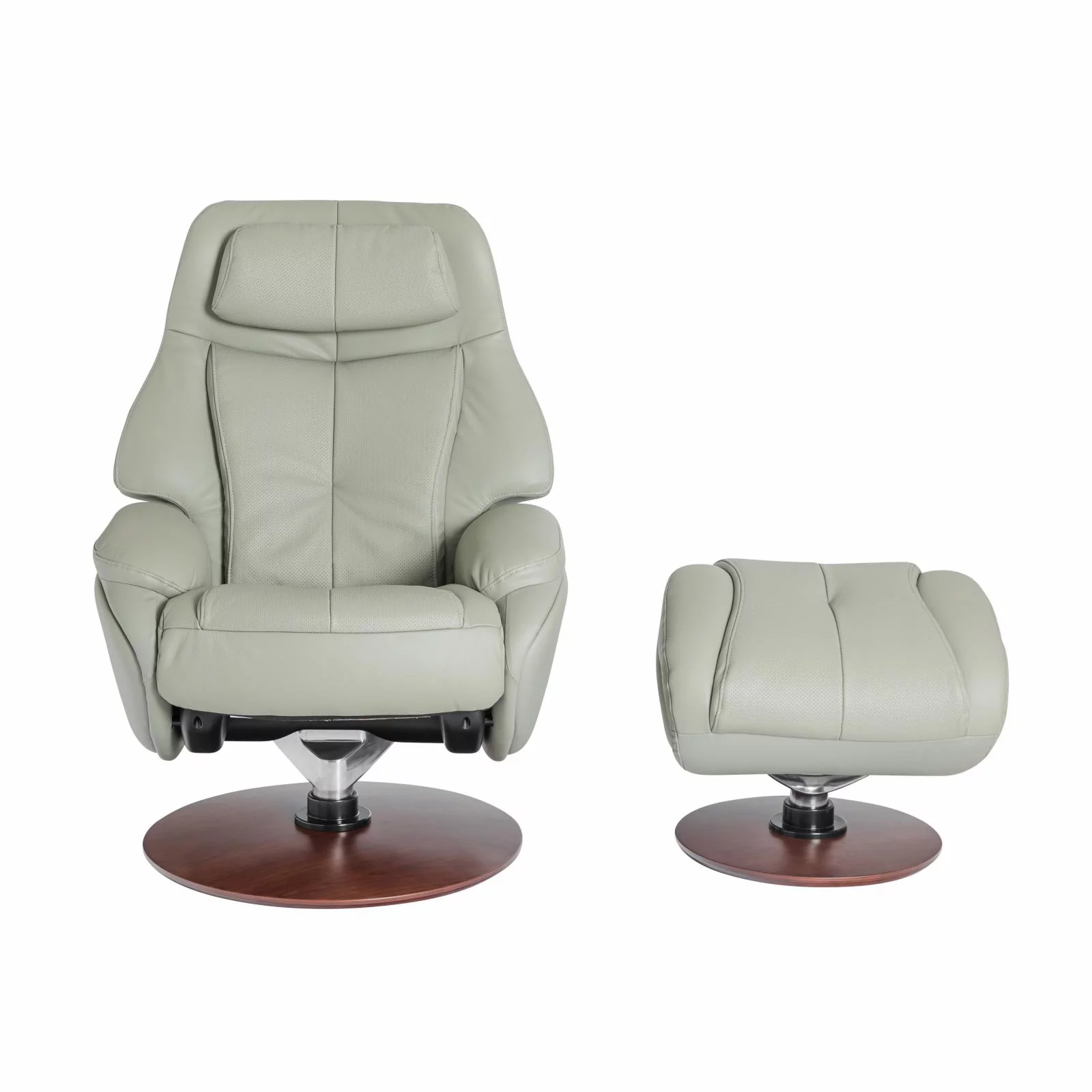 Barcalounger Marjon Leather Pedestal Recliner with Ottoman