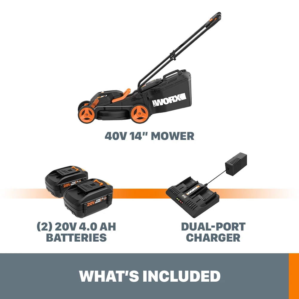 Worx WG779 40V Power Share 4.0Ah 14 Cordless Lawn Mower (Battery and Charger Included)