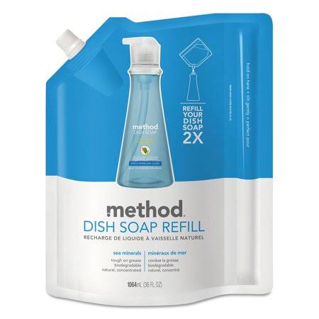 Method Dish Soap Refill, Sea Minerals, 36 oz Pouch, 6/Carton - MTH01315