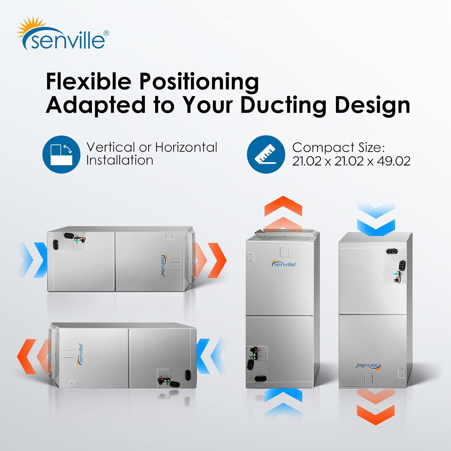 Senville 4 Ton Central Air Conditioner Heat Pump Split System, 48,000 BTU, Inverter, Variable Speed, 10KW AUX, 208/230V
