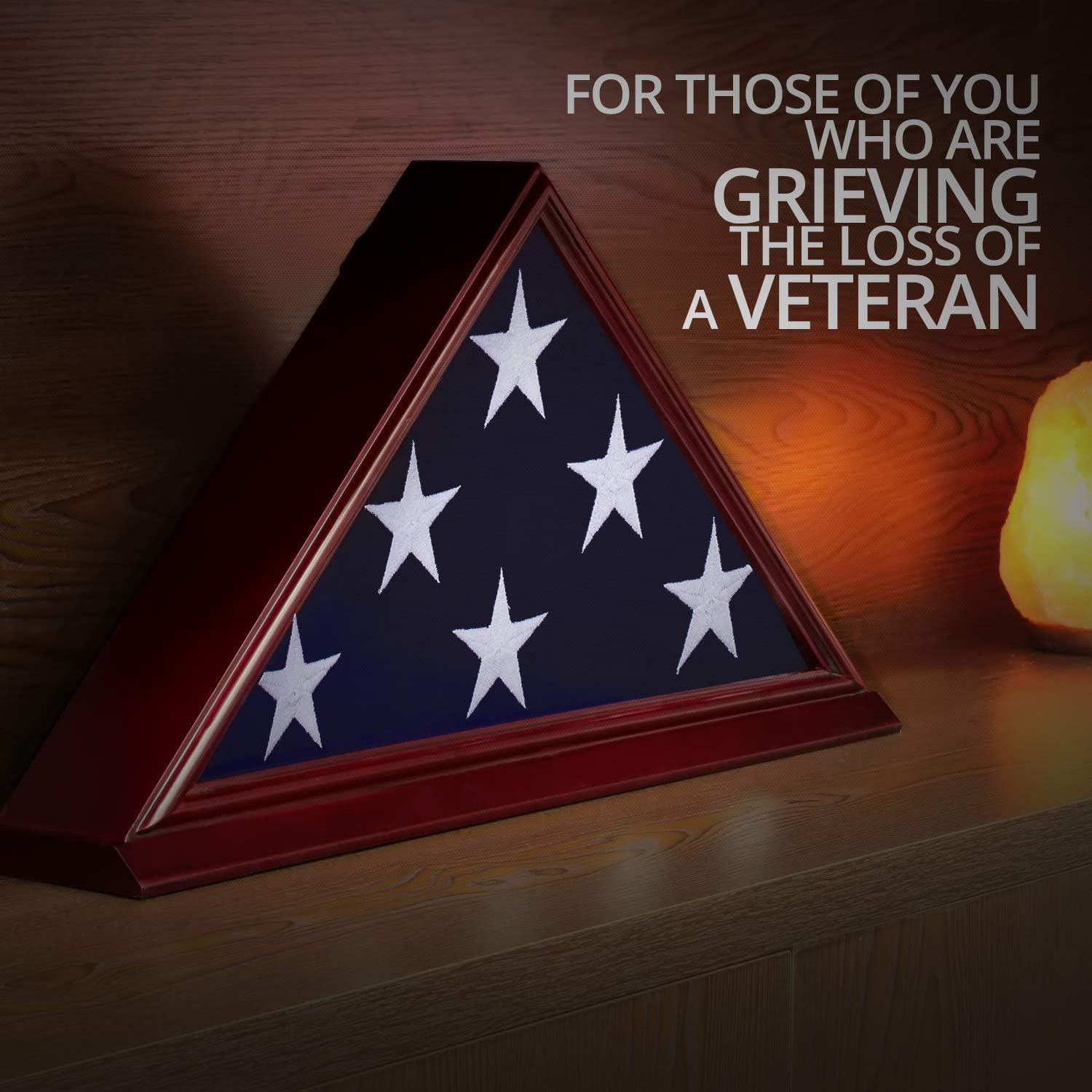 ANLEY Solid Wood Memorial Flag Display Case with Base - Real Glass Front - Wall Mounted Burial Flag Frame - American Veteran USA 5' x9.5' Folded Flags Shadow Box