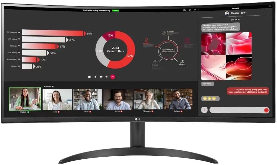 LG 34 Curved Gaming Monitor - 34" UltraWide WQHD (3440 x 1440) - 100Hz Refresh Rate - 5ms GTG - sRGB 99% - 3000: 1-21: 9 - AMD FreeSync - Flicker Safe - Black