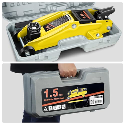 DNA MOTORING Floor Jack 3 Ton (6000 lbs) Capacity, Fast Lift Service Jack Low Profile Steel Heavy Duty Hydraulic Car Jack, Lifting Range 3"-20", Black, TOOLS-00475-BK