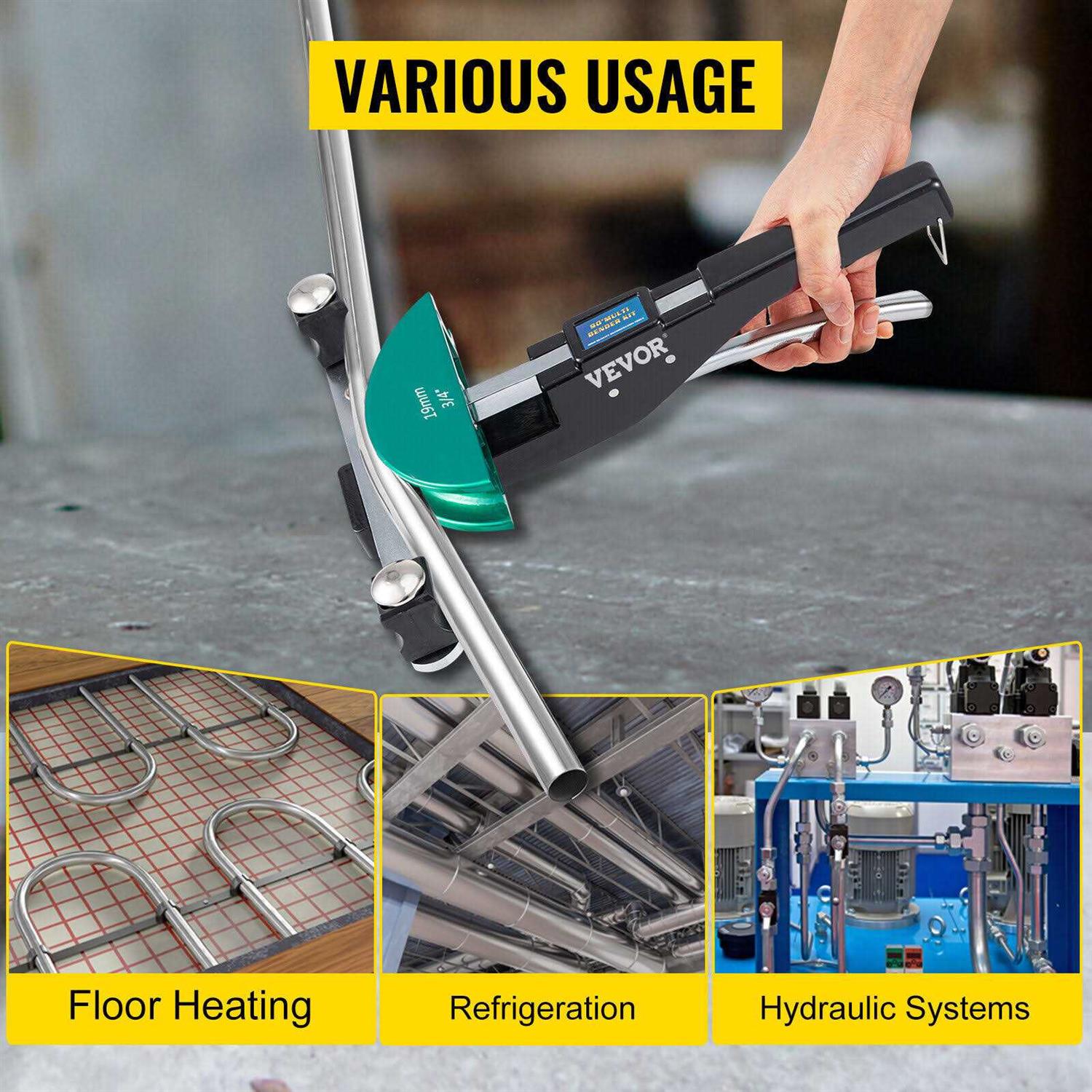 VEVOR Copper Pipe Bender, 7 Dies 1/4-7/8 inch 90 Degrees Forward and Reverse Bending - Shop Hardware Tools Online Store