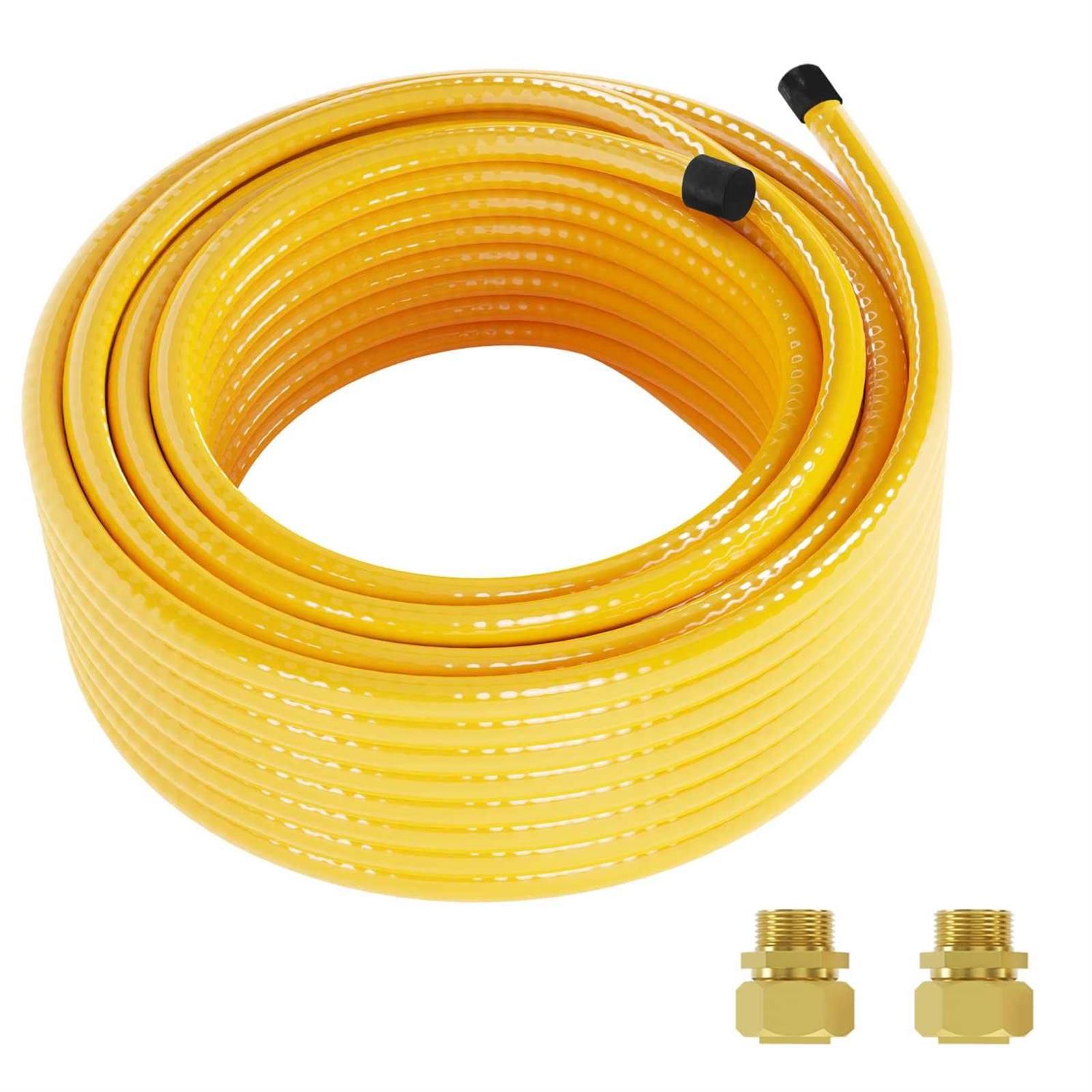 100ft 1/2 '' Flexible Gas Line,CSST Corrugated Stainless Steel Tubing,Natural Gas Line Pipe Propane Conversion Kit Grill Hose with 2 Male Adapter - Shop Hardware Tools Online Store