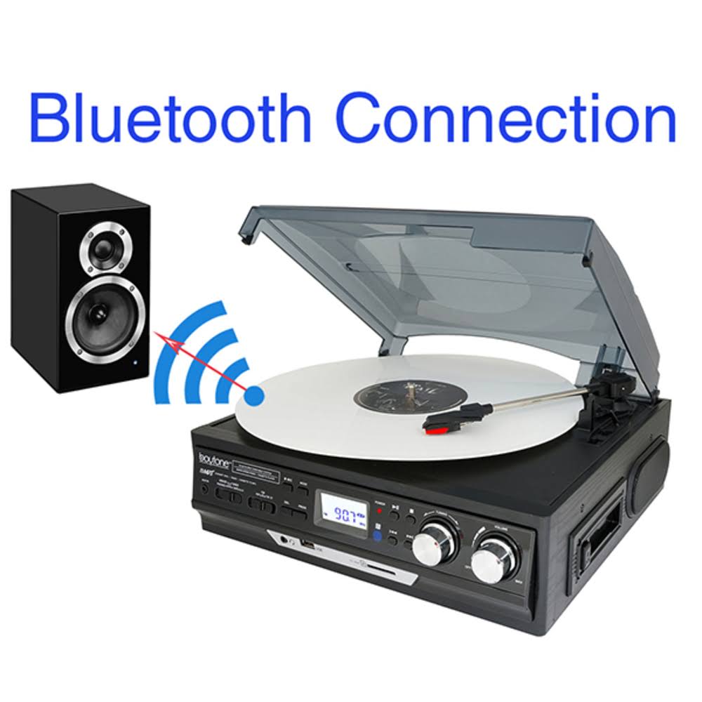 Boytone BT-37B-C Bluetooth 3-Speed Stereo Turntable, Wireless Connect
