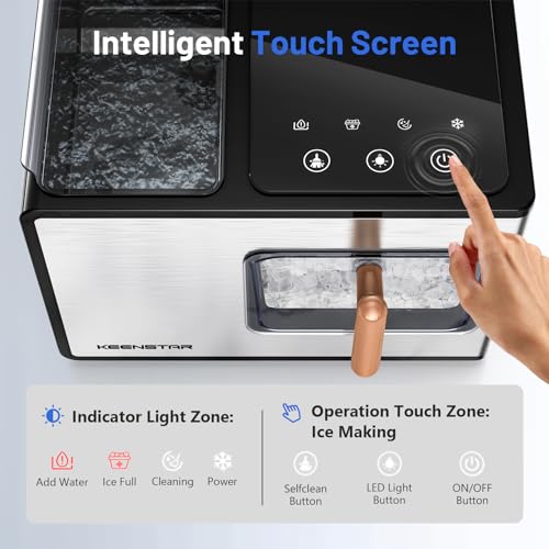 Nugget Ice Maker, Self Cleaning with One-Click Design