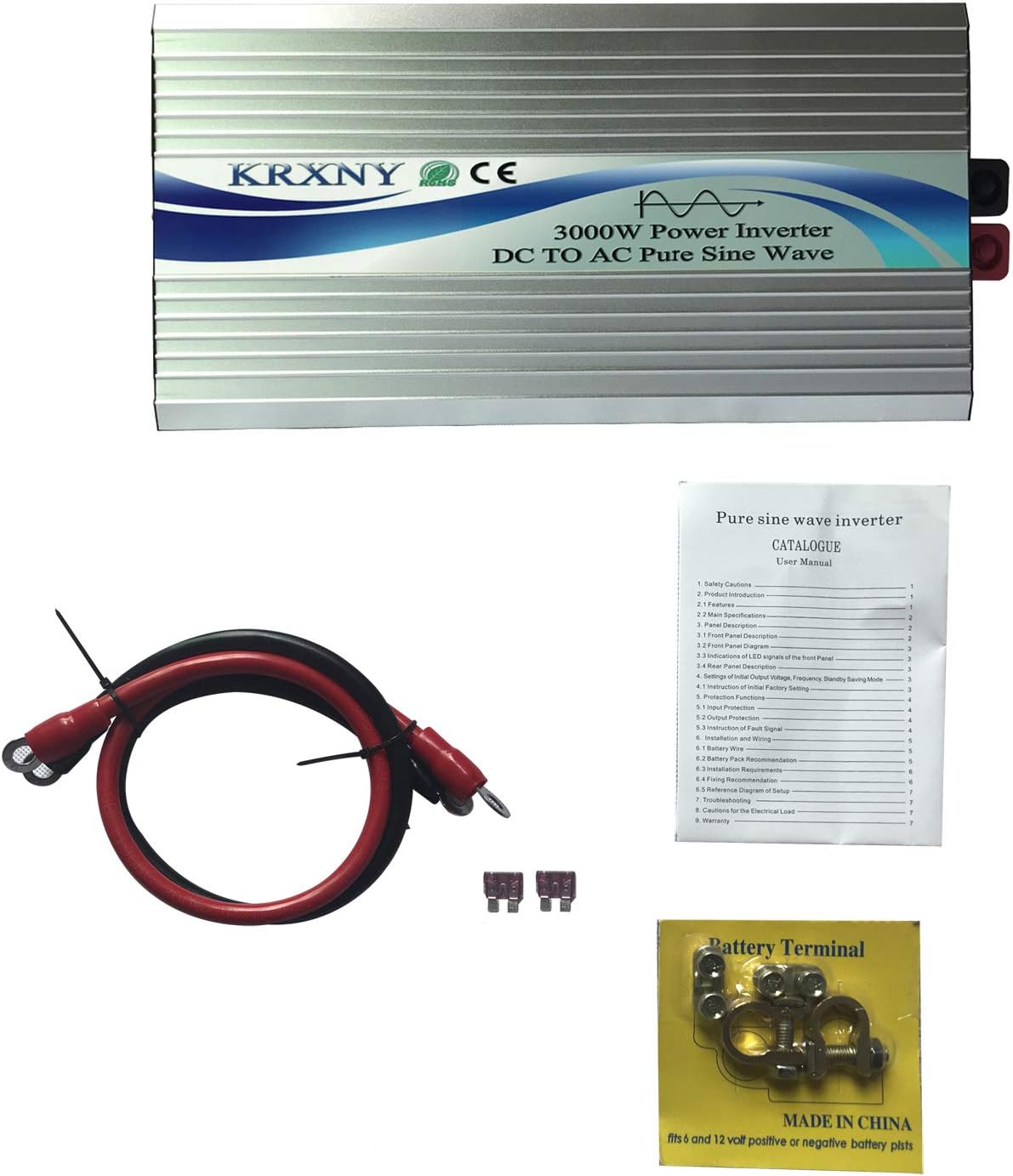 3000W Off Grid Pure Sine Wave Power Inverter 48V DC to 110V 120V AC 60HZ with LCD Display