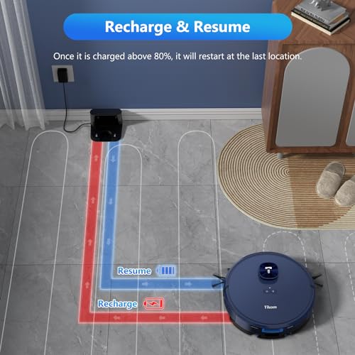Tikom L9000 Robot Vacuum and Mop Combo, LiDAR Navigation, 4000Pa Robotic Vacuum Cleaner, Up to 150Mins, Smart Mapping, 14 No-go Zones, Good for Pet Hair, Carpet, Hard Floor