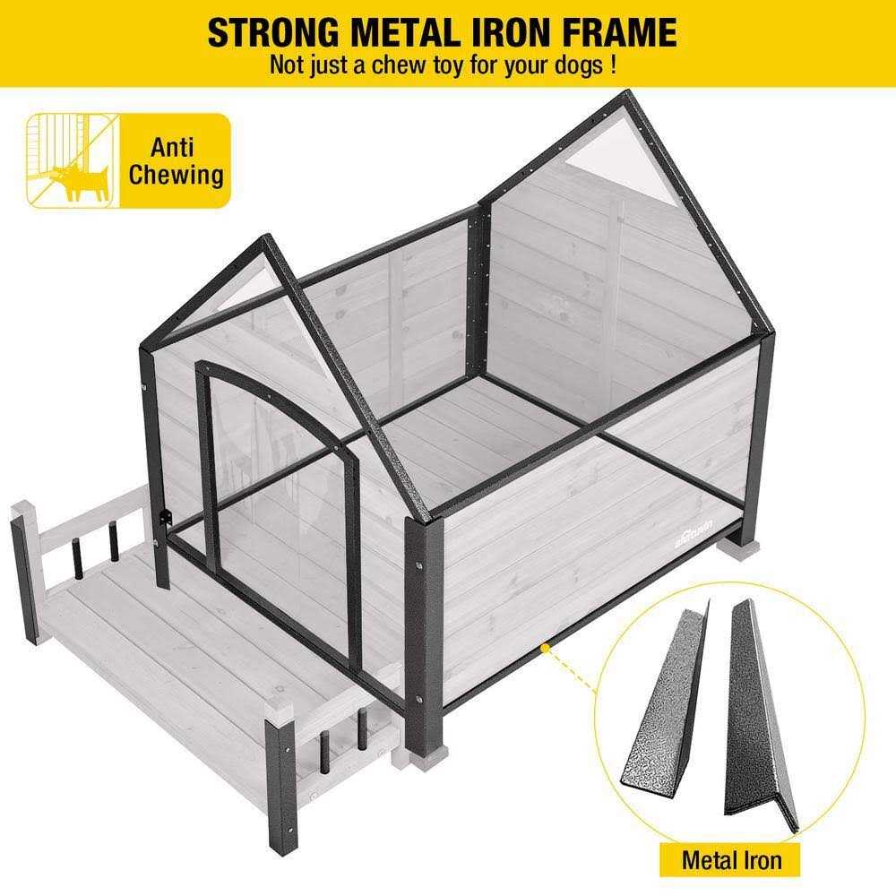 Aivituvin Outdoor Dog House with Porch Strong Iron Frame - Pet Supplies online store