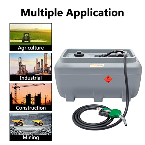 KING CHAO FOO 52 Gallon Portable Fuel Tank, Gasoline Fuel Tank with 12V Electric Fuel Transfer Pump, Diesel Fuel Tank with 19ft Electric Wire & 3 Gears Padlock Manual Fuel Nozzle (Red)