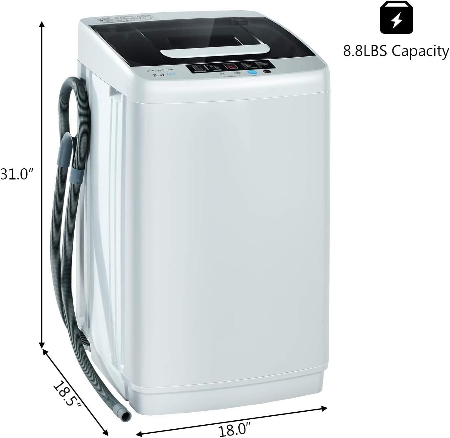FUTADA Full Automatic Washing Machine, 2 in 1 Portable Laundry Washer, 8.8 Lbs Washer & Dryer Combo w/Built-in Barrel Light, LED Display, Energy Saving Top Load Washer for Camping, Apartment, Dorm