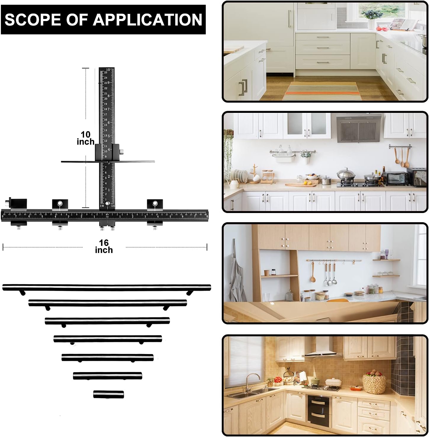 King&Charles Cabinet Hardware Jig, Aluminum Alloy Cabinet Handle Jig - Cabinet jig for handles and pulls, Drill Guide Sleeve Drawer Pull Jig Tool for Cabinet Knobs Pulls.
