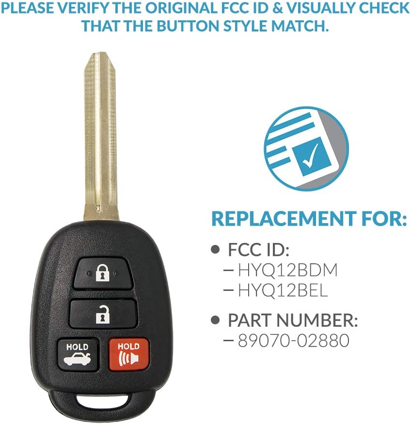 Keyless2Go Replacement for New Keyless Entry Remote Car Key for Vehicles That Use HYQ12BDM, HYQ12BEL with H Chip (2 Pack) Pack of 2