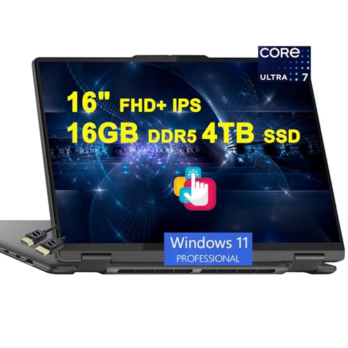 Lenovo Yoga 7 16 2-in-1 AI PC Laptop | 16" FHD+ IPS Touch (Glossy) | Intel 12-core Ultra 7 155U | 16GB DDR5 2TB SSD | Backlit Fingerprint Thunderbolt4 Win11Pro Grey + HDMI Cable