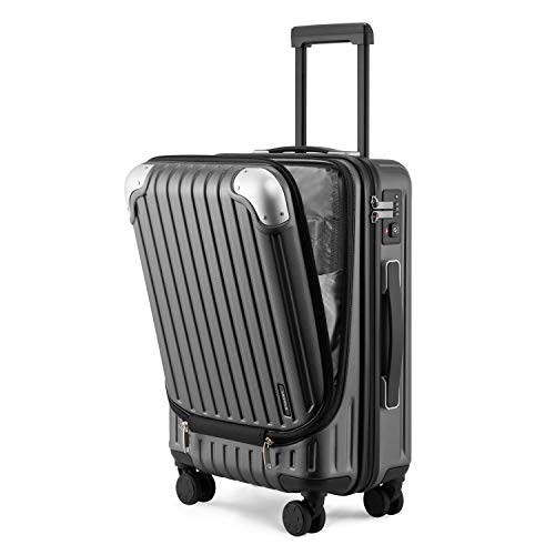 LEVEL8 Grace Carry On Luggage, 20” Hardside Suitcase, ABS+PC Harshell Spinner Luggage with TSA Lock, Spinner Wheels - Blue, 20-Inch Carry-On