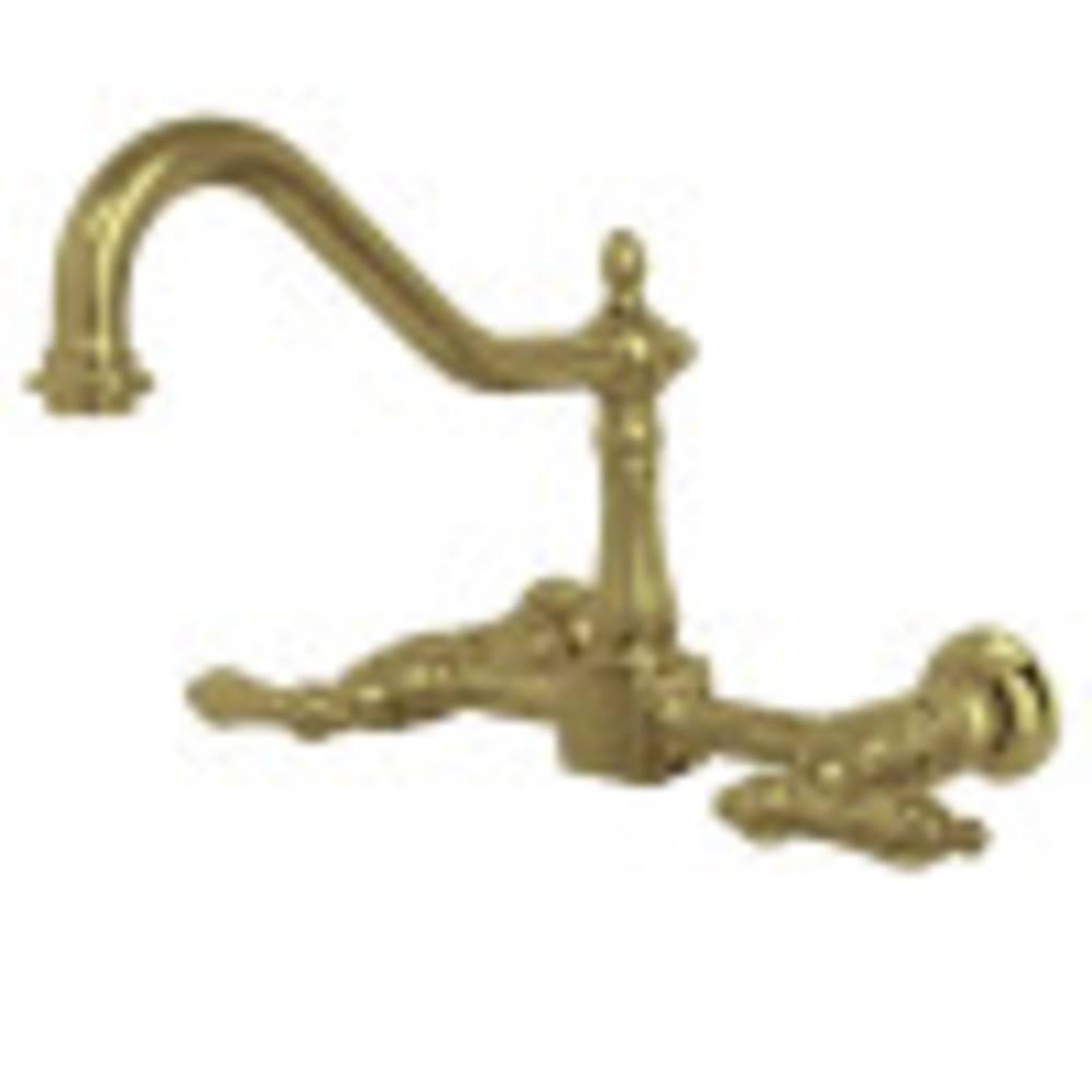Kingston Brass KS1242AL Heritage 8 in. Wall Mount Kitchen Faucet, Polished Brass