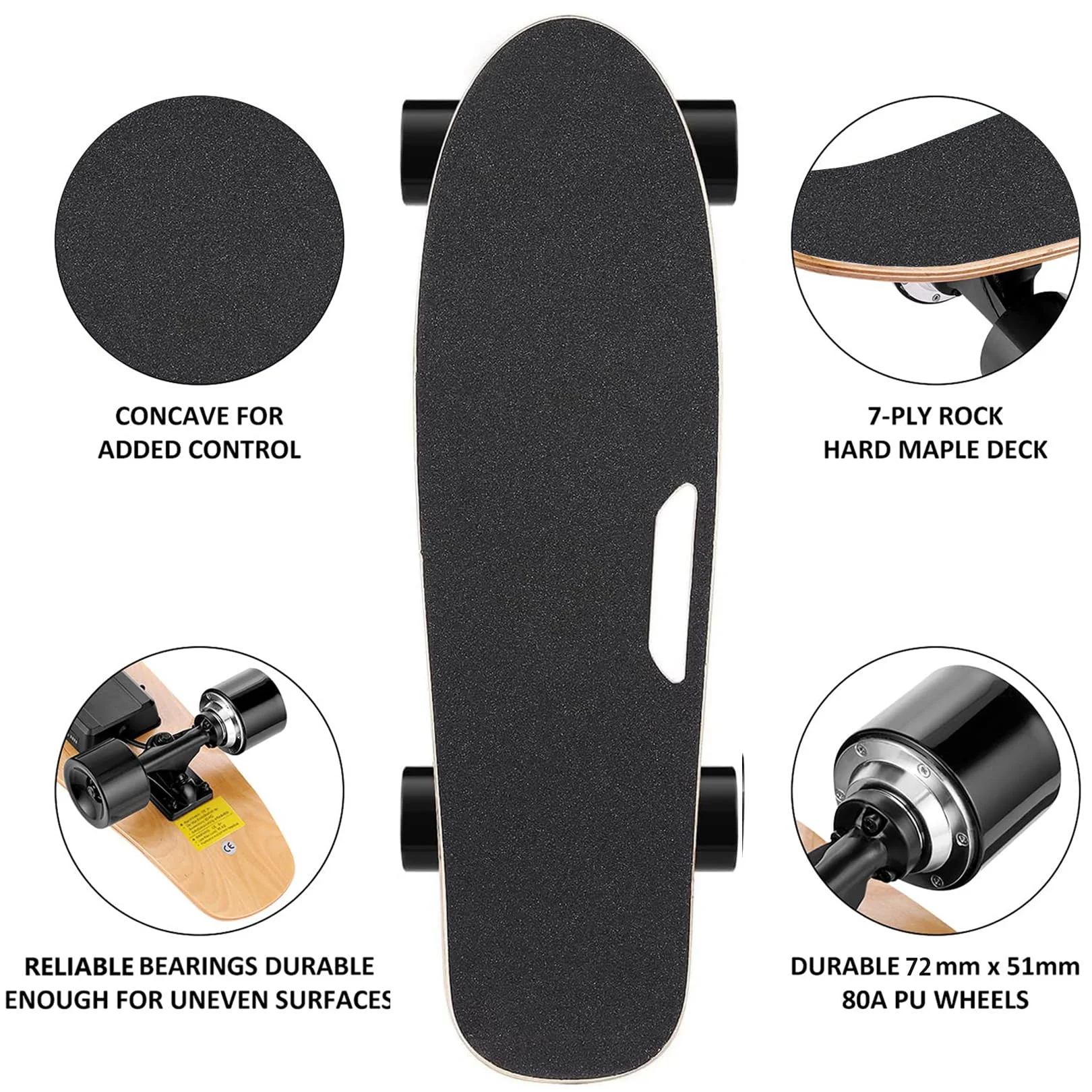 350W Electric Skateboards with Remote, 12.4 mph Top Speed & 8 Miles Range, Swappable Battery, Electric Longboard for Kids ＆ Teens