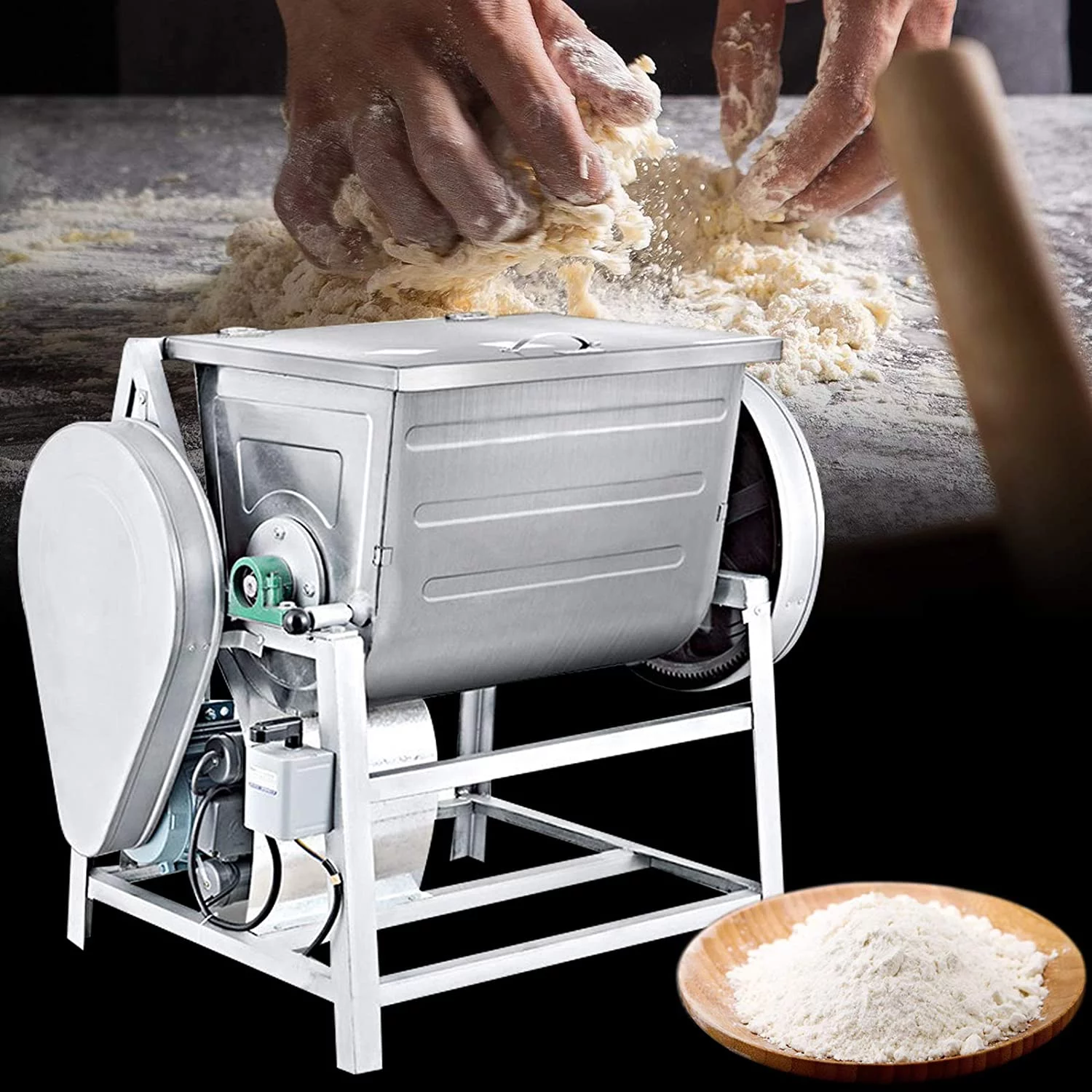 DENEST Electric Dough Mixer Commercial Stand Mixer Belt Drive Heavy Duty 110V