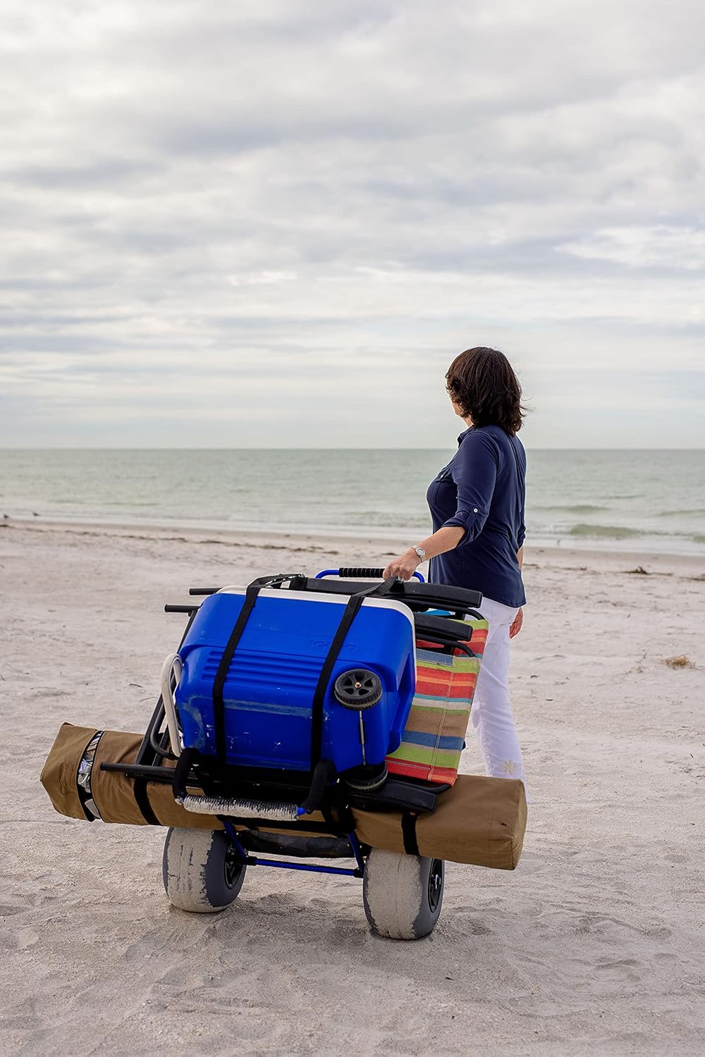 My Beach Cart® NO Rust Aluminum Foldable Beach Cart Trolley 12 INCH Big Wheels Balloon Tires for Sand Heavy Duty. Why Buy A Beach Cart That Only Holds A Cooler?