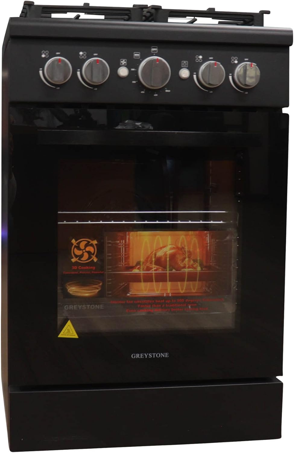 Greystone, 24 Inch Slide-In RV Gas Range, Stove and Oven Combo, 110 Volt, LP, 4 Burners, Black
