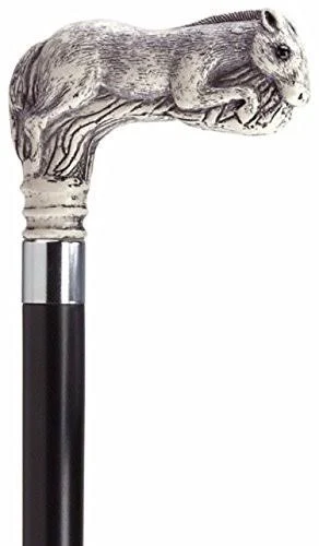 Harvy Canes - Antique Scrimshaw Running Horse Derby Handle - 36 inch - Antique/Black