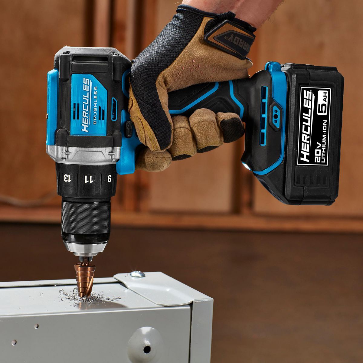 HERCULES 20V Brushless Cordless, 1/2 in. Drill/Driver Kit with Side Handle, 2 Ah Battery, and Charger