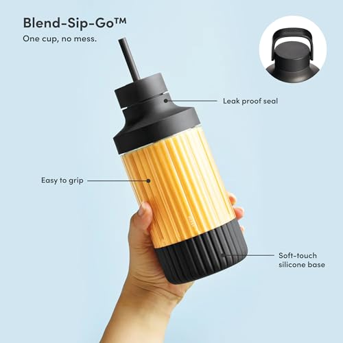 The Beast Mini Blender Plus | Mini Countertop Kitchen Blender | Blend Smoothies and Shakes, Dressings, Sauces, Dips | Extra Vessels, Straw Cap and Straws Included | 600W