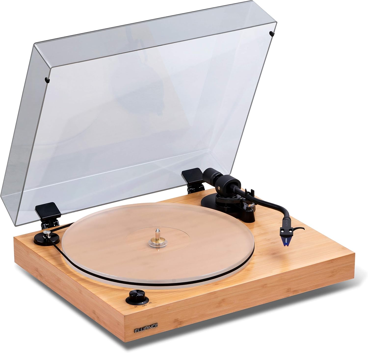 Fluance RT85 Reference High Fidelity Vinyl Turntable Record Player with Ortofon 2M Blue Cartridge, Acrylic Platter, Speed Control Motor, Solid Wood Plinth, Vibration Isolation Feet - Piano Black