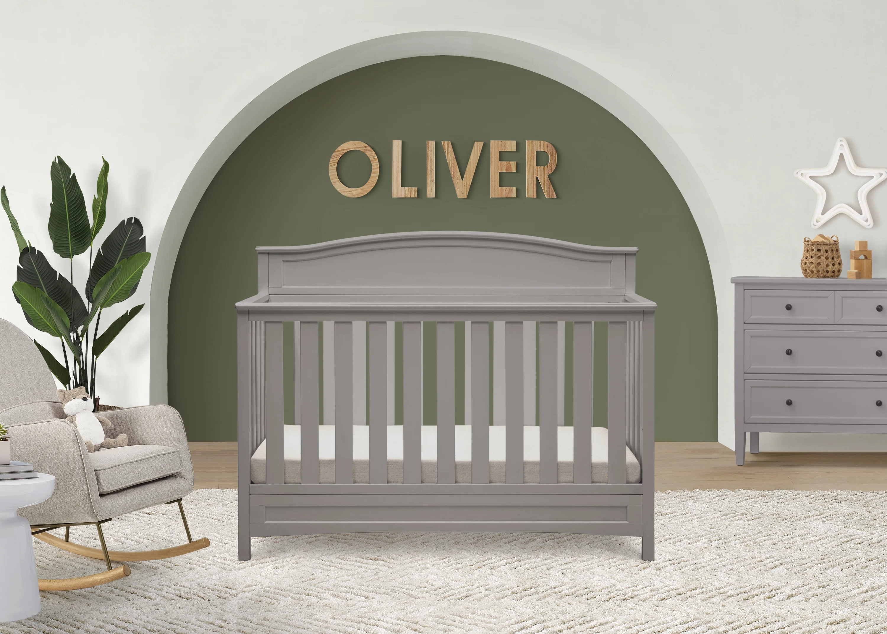 Delta Children Emery 4-in-1 Convertible Baby Crib, Grey