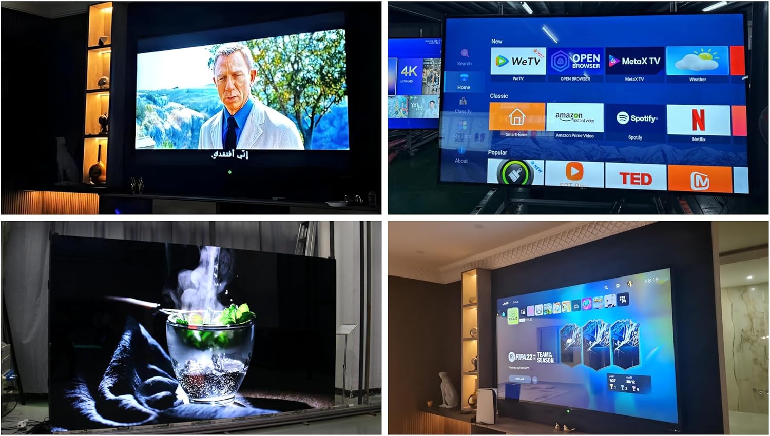 98 Inch 4K Mobile Digital Signage TV A+ Panel, Civil, Commercial with Wi-Fi, Ethernet, Bluetooth, HDMI, USB, 178° Visual Angle, 50000h, Ultra HD